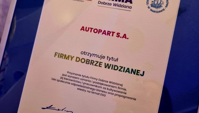 AUTOPART Firmą Dobrze Widzianą